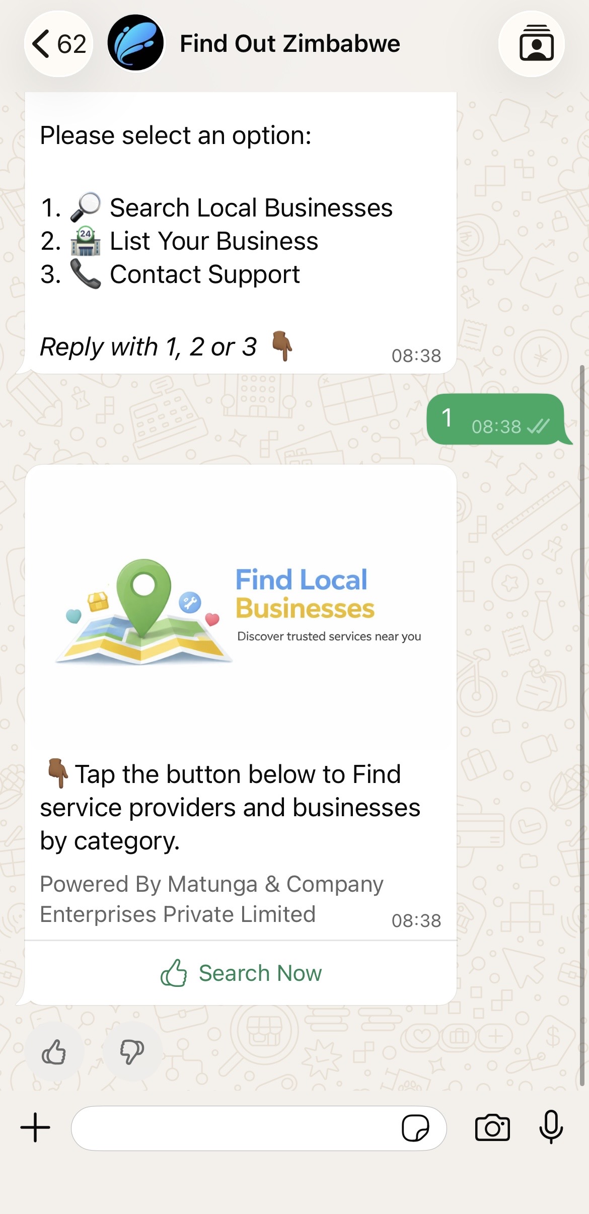 Search local businesses on WhatsApp